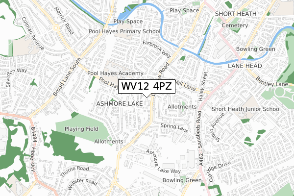 WV12 4PZ map - small scale - OS Open Zoomstack (Ordnance Survey)