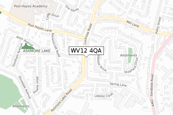 WV12 4QA map - large scale - OS Open Zoomstack (Ordnance Survey)