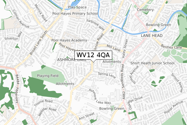 WV12 4QA map - small scale - OS Open Zoomstack (Ordnance Survey)