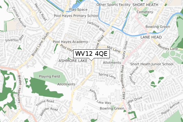 WV12 4QE map - small scale - OS Open Zoomstack (Ordnance Survey)