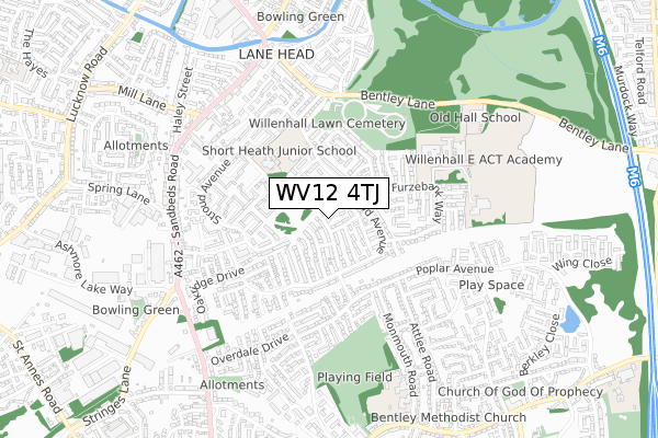 WV12 4TJ map - small scale - OS Open Zoomstack (Ordnance Survey)