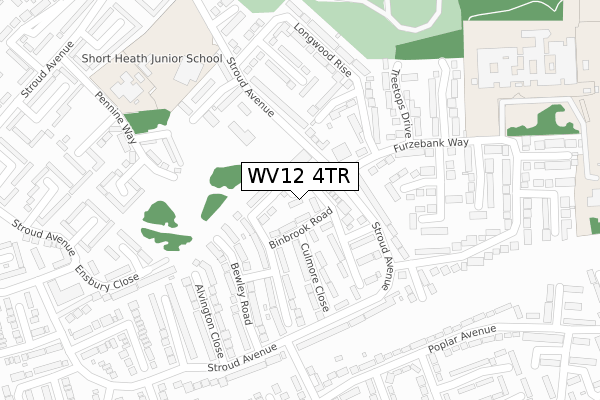 WV12 4TR map - large scale - OS Open Zoomstack (Ordnance Survey)