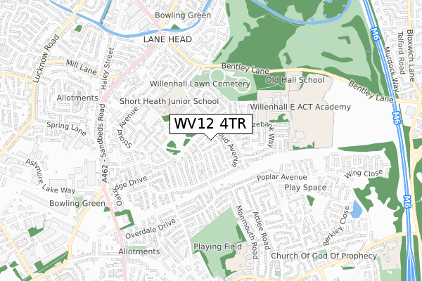 WV12 4TR map - small scale - OS Open Zoomstack (Ordnance Survey)