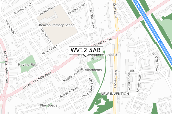 WV12 5AB map - large scale - OS Open Zoomstack (Ordnance Survey)