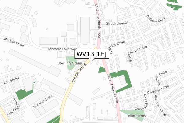 WV13 1HJ map - large scale - OS Open Zoomstack (Ordnance Survey)