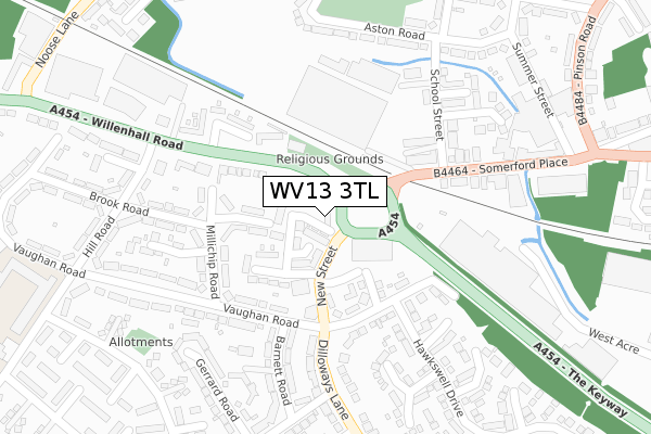 WV13 3TL map - large scale - OS Open Zoomstack (Ordnance Survey)