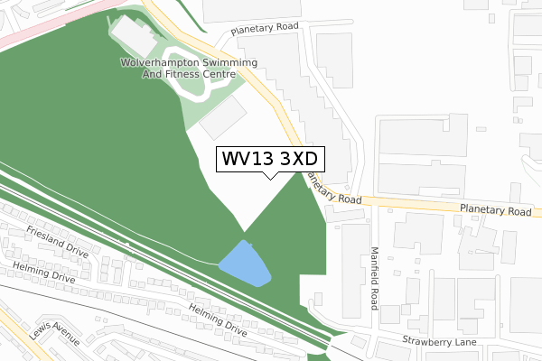 WV13 3XD map - large scale - OS Open Zoomstack (Ordnance Survey)