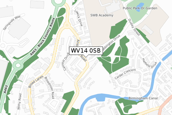 WV14 0SB map - large scale - OS Open Zoomstack (Ordnance Survey)