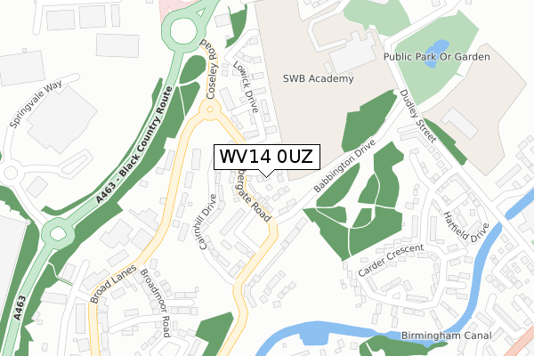 WV14 0UZ map - large scale - OS Open Zoomstack (Ordnance Survey)