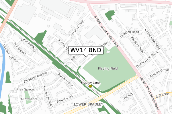 WV14 8ND map - large scale - OS Open Zoomstack (Ordnance Survey)