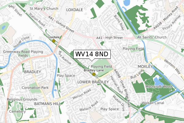 WV14 8ND map - small scale - OS Open Zoomstack (Ordnance Survey)