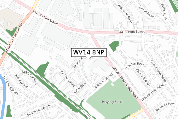 WV14 8NP map - large scale - OS Open Zoomstack (Ordnance Survey)