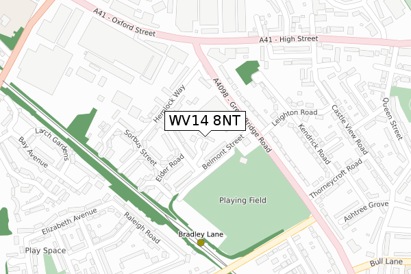 WV14 8NT map - large scale - OS Open Zoomstack (Ordnance Survey)