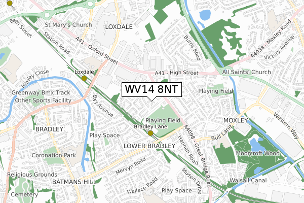 WV14 8NT map - small scale - OS Open Zoomstack (Ordnance Survey)