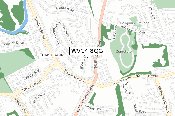 WV14 8QG map - large scale - OS Open Zoomstack (Ordnance Survey)