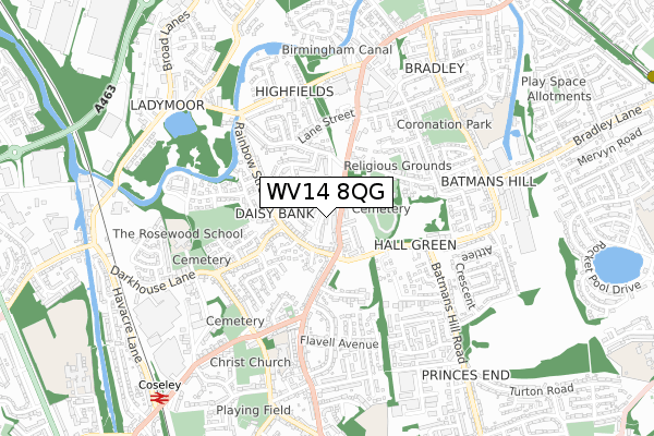 WV14 8QG map - small scale - OS Open Zoomstack (Ordnance Survey)