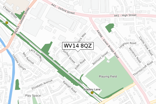 WV14 8QZ map - large scale - OS Open Zoomstack (Ordnance Survey)