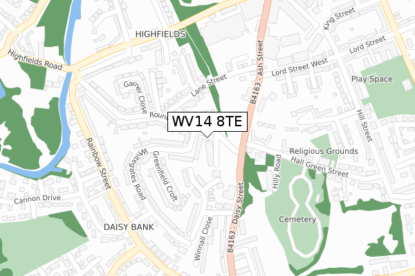 WV14 8TE map - large scale - OS Open Zoomstack (Ordnance Survey)