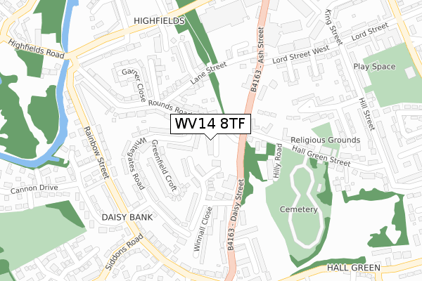 WV14 8TF map - large scale - OS Open Zoomstack (Ordnance Survey)