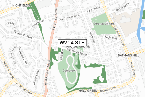 WV14 8TH map - large scale - OS Open Zoomstack (Ordnance Survey)