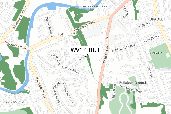 WV14 8UT map - large scale - OS Open Zoomstack (Ordnance Survey)