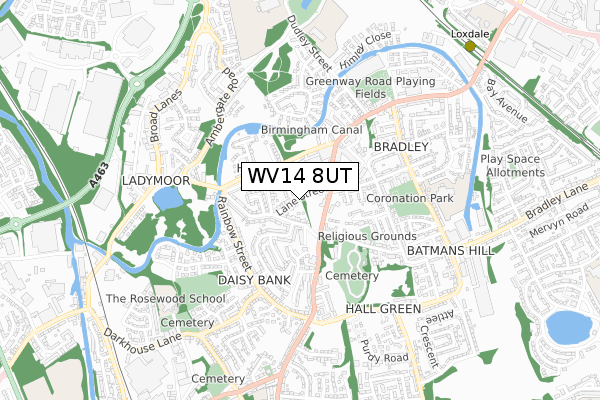 WV14 8UT map - small scale - OS Open Zoomstack (Ordnance Survey)