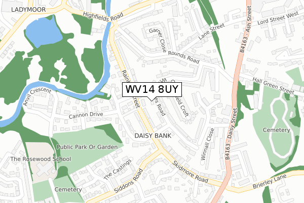 WV14 8UY map - large scale - OS Open Zoomstack (Ordnance Survey)