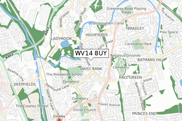 WV14 8UY map - small scale - OS Open Zoomstack (Ordnance Survey)