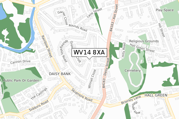 WV14 8XA map - large scale - OS Open Zoomstack (Ordnance Survey)