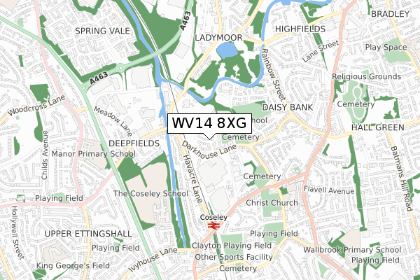 WV14 8XG map - small scale - OS Open Zoomstack (Ordnance Survey)