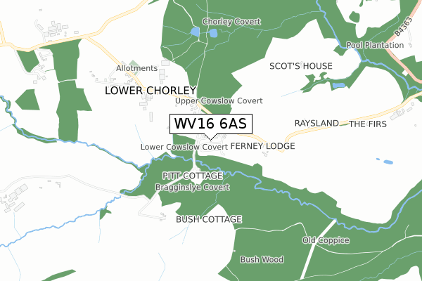 WV16 6AS map - small scale - OS Open Zoomstack (Ordnance Survey)