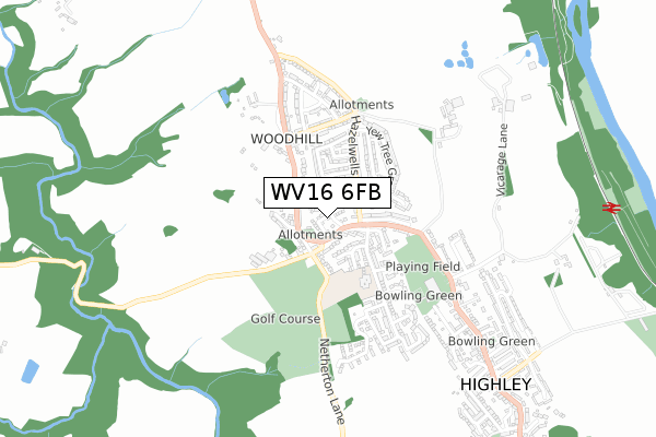 WV16 6FB map - small scale - OS Open Zoomstack (Ordnance Survey)