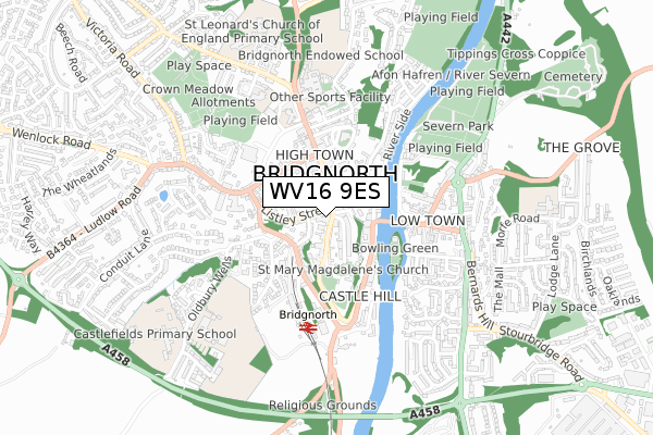 WV16 9ES map - small scale - OS Open Zoomstack (Ordnance Survey)