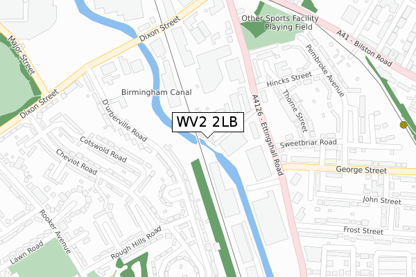 WV2 2LB map - large scale - OS Open Zoomstack (Ordnance Survey)