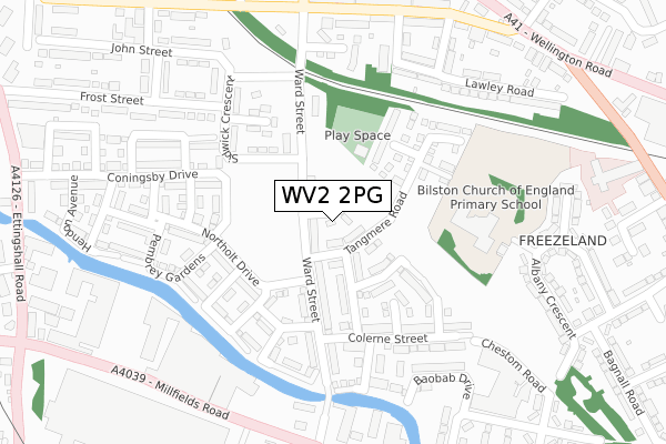 WV2 2PG map - large scale - OS Open Zoomstack (Ordnance Survey)