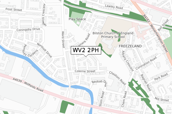 WV2 2PH map - large scale - OS Open Zoomstack (Ordnance Survey)