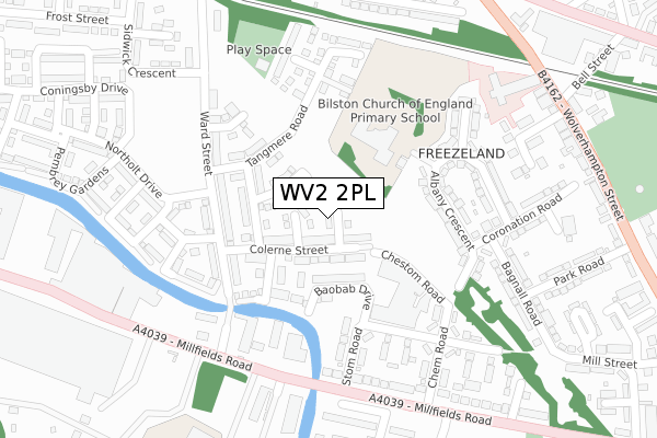 WV2 2PL map - large scale - OS Open Zoomstack (Ordnance Survey)