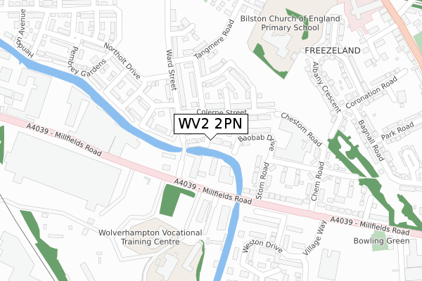 WV2 2PN map - large scale - OS Open Zoomstack (Ordnance Survey)
