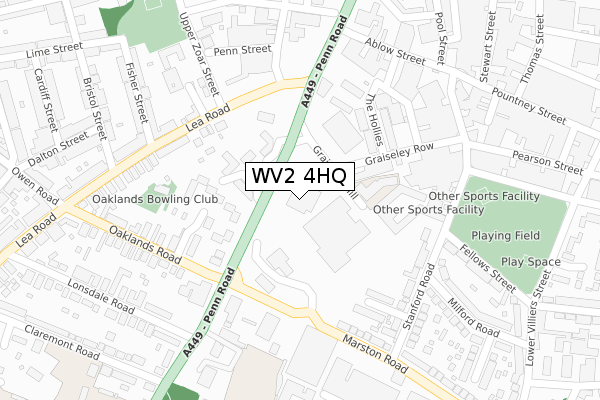 WV2 4HQ map - large scale - OS Open Zoomstack (Ordnance Survey)