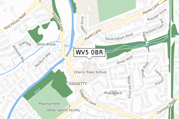 WV5 0BR map - large scale - OS Open Zoomstack (Ordnance Survey)