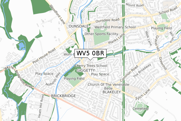 WV5 0BR map - small scale - OS Open Zoomstack (Ordnance Survey)