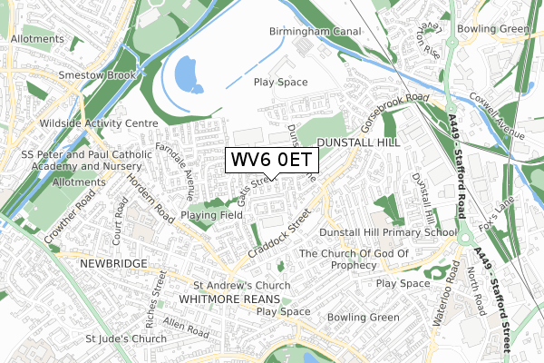 WV6 0ET map - small scale - OS Open Zoomstack (Ordnance Survey)