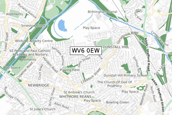 WV6 0EW map - small scale - OS Open Zoomstack (Ordnance Survey)