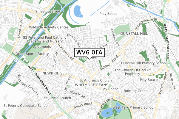 WV6 0FA map - small scale - OS Open Zoomstack (Ordnance Survey)