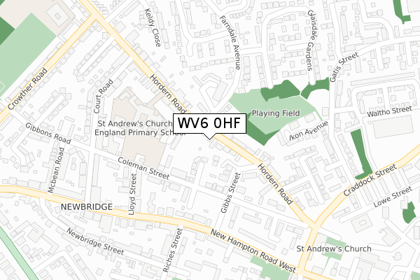 WV6 0HF map - large scale - OS Open Zoomstack (Ordnance Survey)