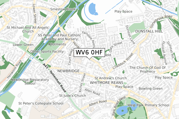 WV6 0HF map - small scale - OS Open Zoomstack (Ordnance Survey)