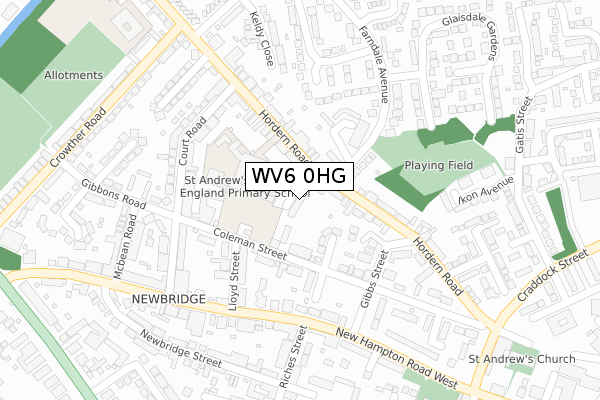 WV6 0HG map - large scale - OS Open Zoomstack (Ordnance Survey)