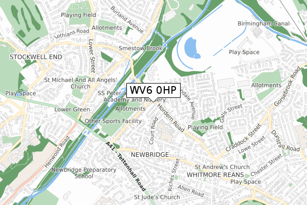 WV6 0HP map - small scale - OS Open Zoomstack (Ordnance Survey)