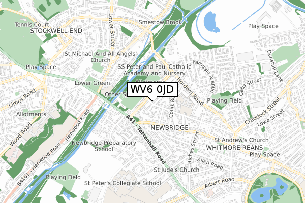 WV6 0JD map - small scale - OS Open Zoomstack (Ordnance Survey)