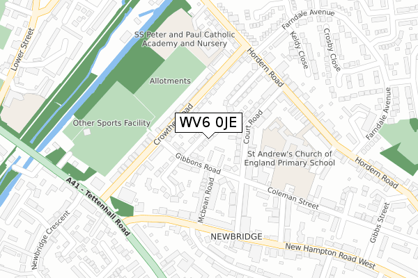 WV6 0JE map - large scale - OS Open Zoomstack (Ordnance Survey)